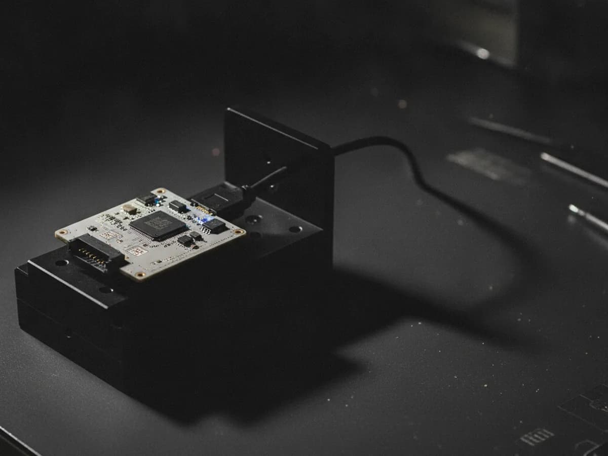 Automotive-Radarsensor-Modul auf einem Testaufbau
